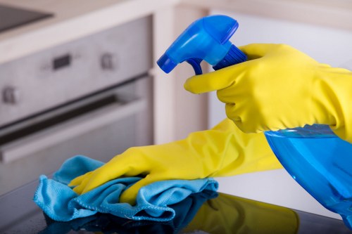 Local cleaner treating a sofa stain in a SW5 home