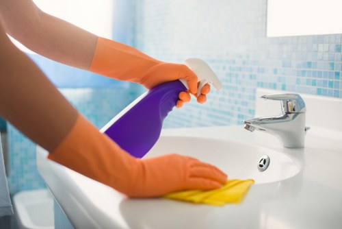 Deep cleaning of bathroom fixtures during a SW5 move in clean